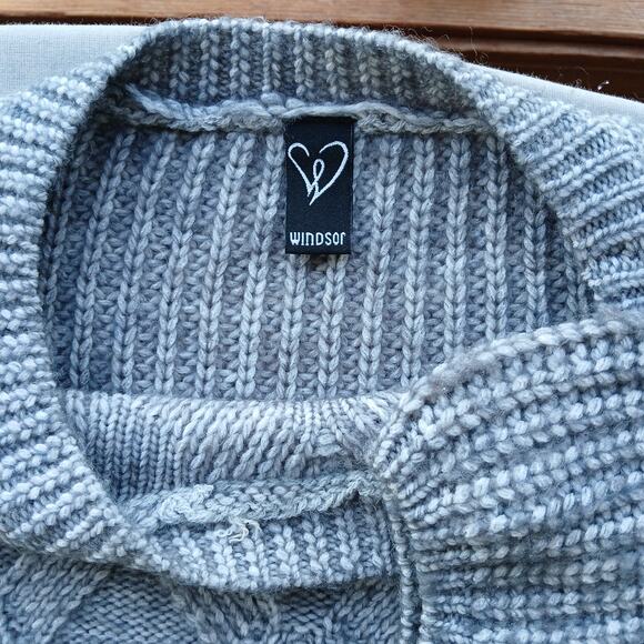 Windsor Cable Knit Vibes Crop Sweater XS soft heather grey long sleeves - Picture 6 of 14